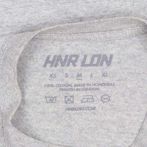 HNR LDN Men's Grey Dog Embroidered Cotton T-Shirt Size M