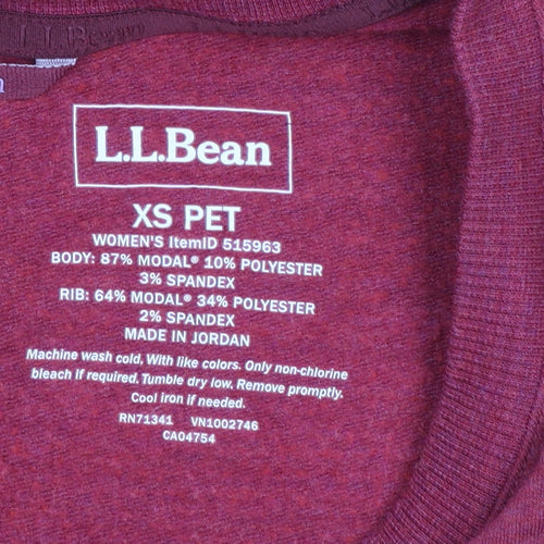 L.L.Bean Women's Red XS Petite Long Sleeve Crew Neck T-Shirt