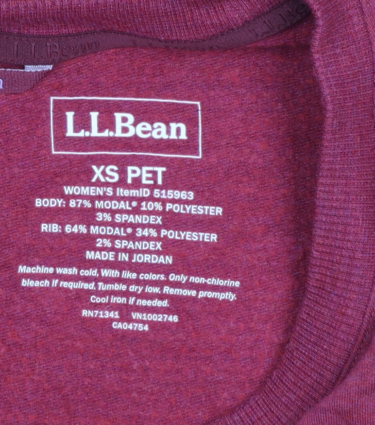 L.L.Bean Women's Red XS Petite Long Sleeve Crew Neck T-Shirt