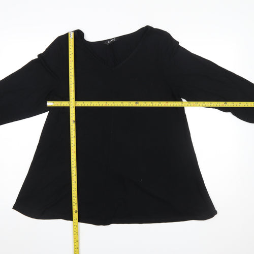 Evans Womens Black Viscose Jersey V-Neck 3/4 Sleeve Blouse Size 16