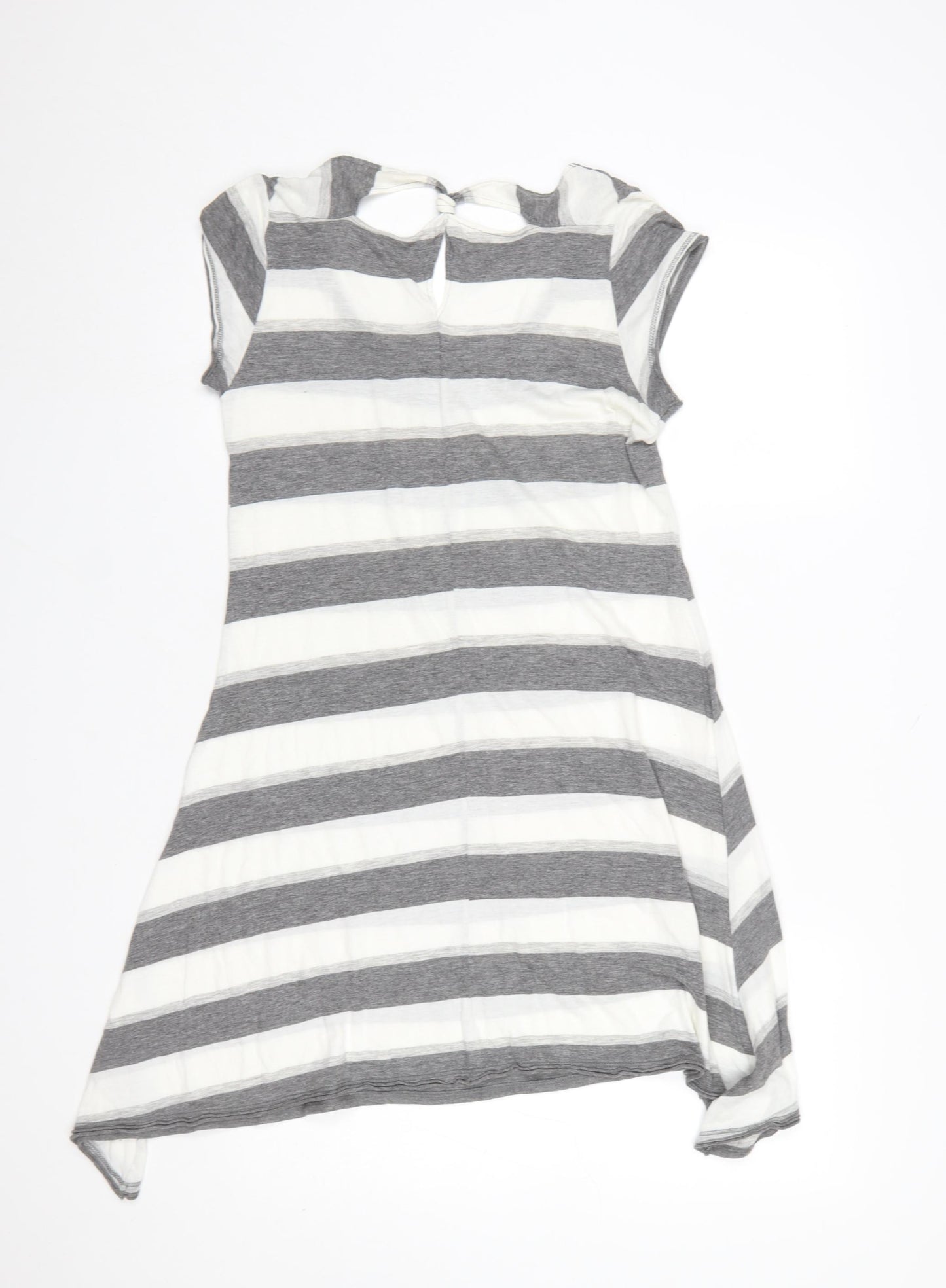 White Stuff Womens Grey Striped Tunic T-Shirt Size 10 Cotton Modal