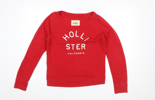 Hollister Women’s Red Crew Neck Pullover Sweatshirt Size S Cotton Blend
