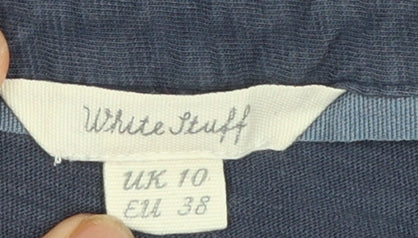 White Stuff Women's Blue Long Sleeve Cotton Button-Up Shirt Size 10