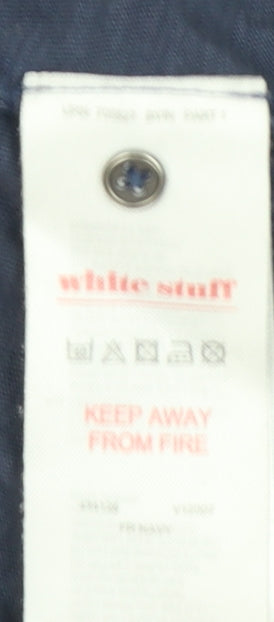 White Stuff Women's Blue Long Sleeve Cotton Button-Up Shirt Size 10