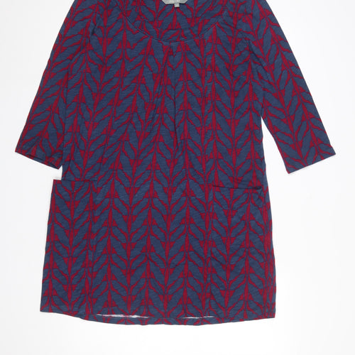 Lily and Me Women's Blue Floral Cotton Shift Dress Size 14