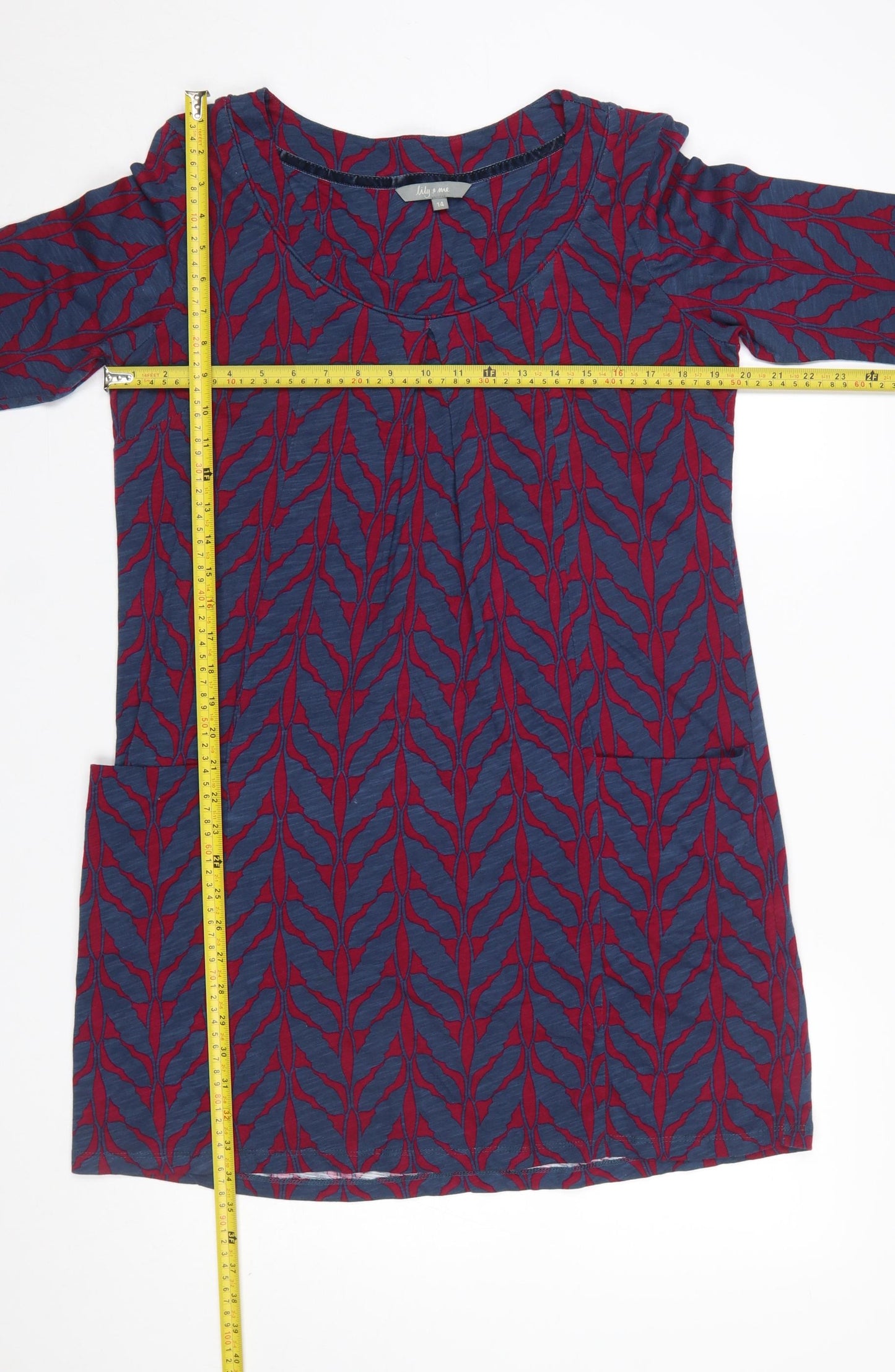 Lily and Me Women's Blue Floral Cotton Shift Dress Size 14
