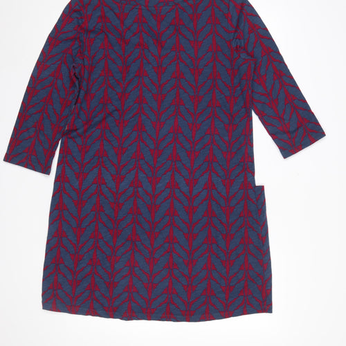 Lily and Me Women's Blue Floral Cotton Shift Dress Size 14