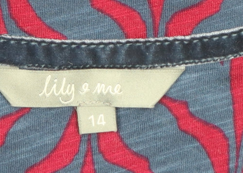 Lily and Me Women's Blue Floral Cotton Shift Dress Size 14
