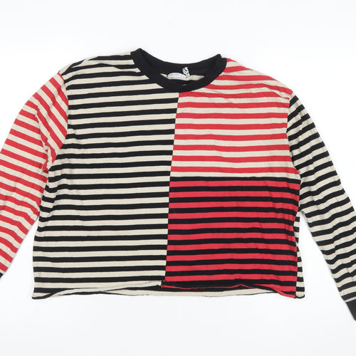 ASOS DESIGN Women’s Multicoloured Striped Long Sleeve Cropped T-Shirt UK 12