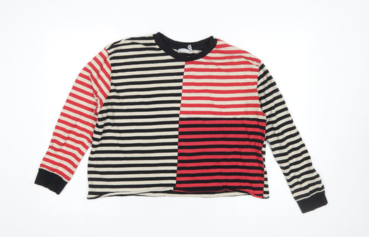ASOS DESIGN Women’s Multicoloured Striped Long Sleeve Cropped T-Shirt UK 12