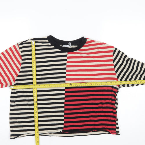 ASOS DESIGN Women’s Multicoloured Striped Long Sleeve Cropped T-Shirt UK 12