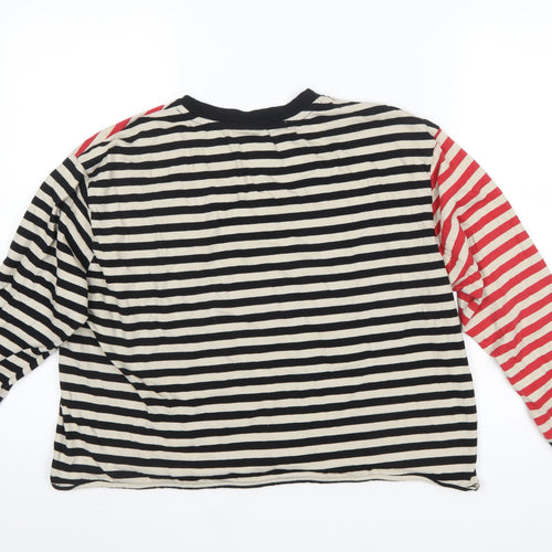 ASOS DESIGN Women’s Multicoloured Striped Long Sleeve Cropped T-Shirt UK 12