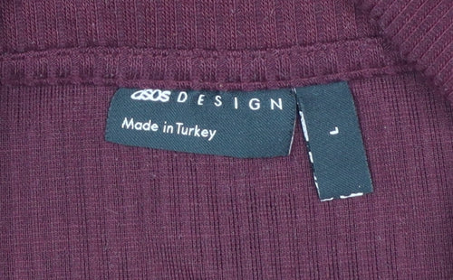 ASOS Design Men's Burgundy Long Sleeve Polo Shirt Size L