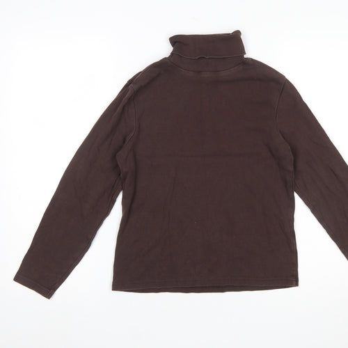 The House of Bruar Women’s Brown Roll Neck Long Sleeve Cotton Top Size 14