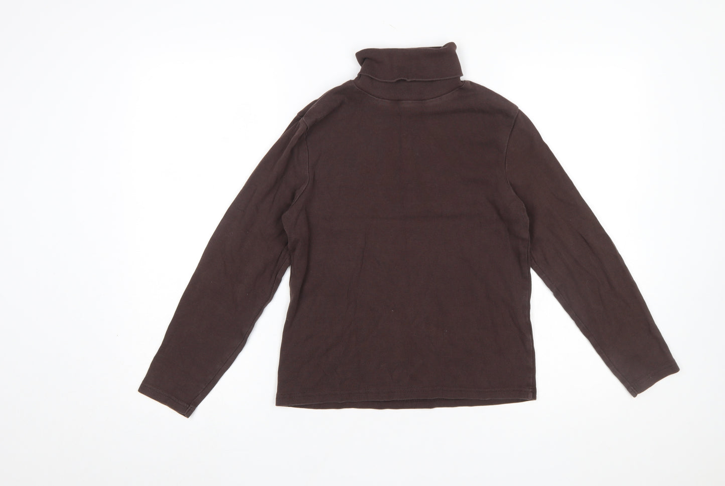 The House of Bruar Women’s Brown Roll Neck Long Sleeve Cotton Top Size 14