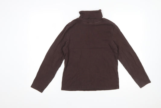 The House of Bruar Women’s Brown Roll Neck Long Sleeve Cotton Top Size 14