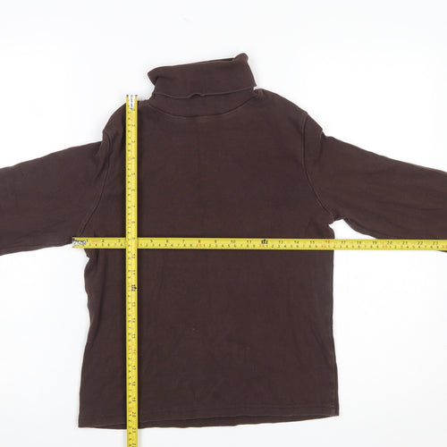 The House of Bruar Women’s Brown Roll Neck Long Sleeve Cotton Top Size 14