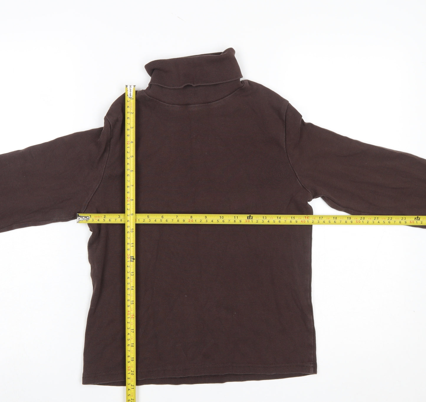 The House of Bruar Women’s Brown Roll Neck Long Sleeve Cotton Top Size 14