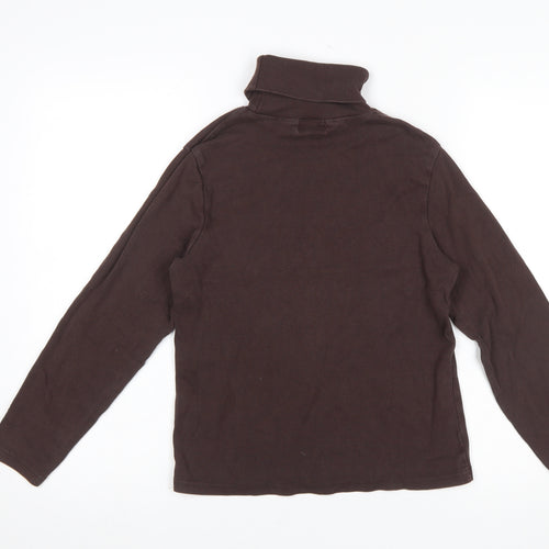 The House of Bruar Women’s Brown Roll Neck Long Sleeve Cotton Top Size 14