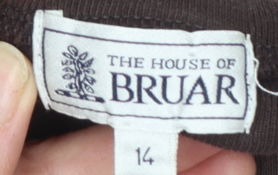 The House of Bruar Women’s Brown Roll Neck Long Sleeve Cotton Top Size 14