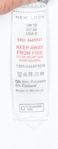 New Look Women Grey Polka Dot Skater Dress Size 12 Long Sleeve