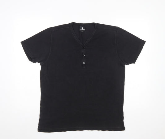 Peter Werth Men’s Black Henley Short Sleeve T-Shirt Size L
