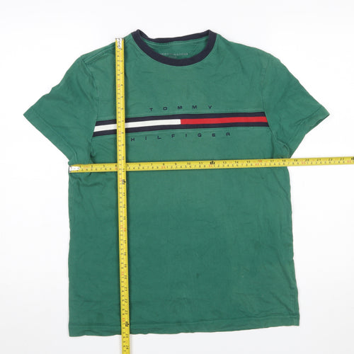 Tommy Hilfiger Men's Green Logo Crew Neck Cotton T-Shirt Size S