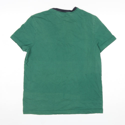 Tommy Hilfiger Men's Green Logo Crew Neck Cotton T-Shirt Size S