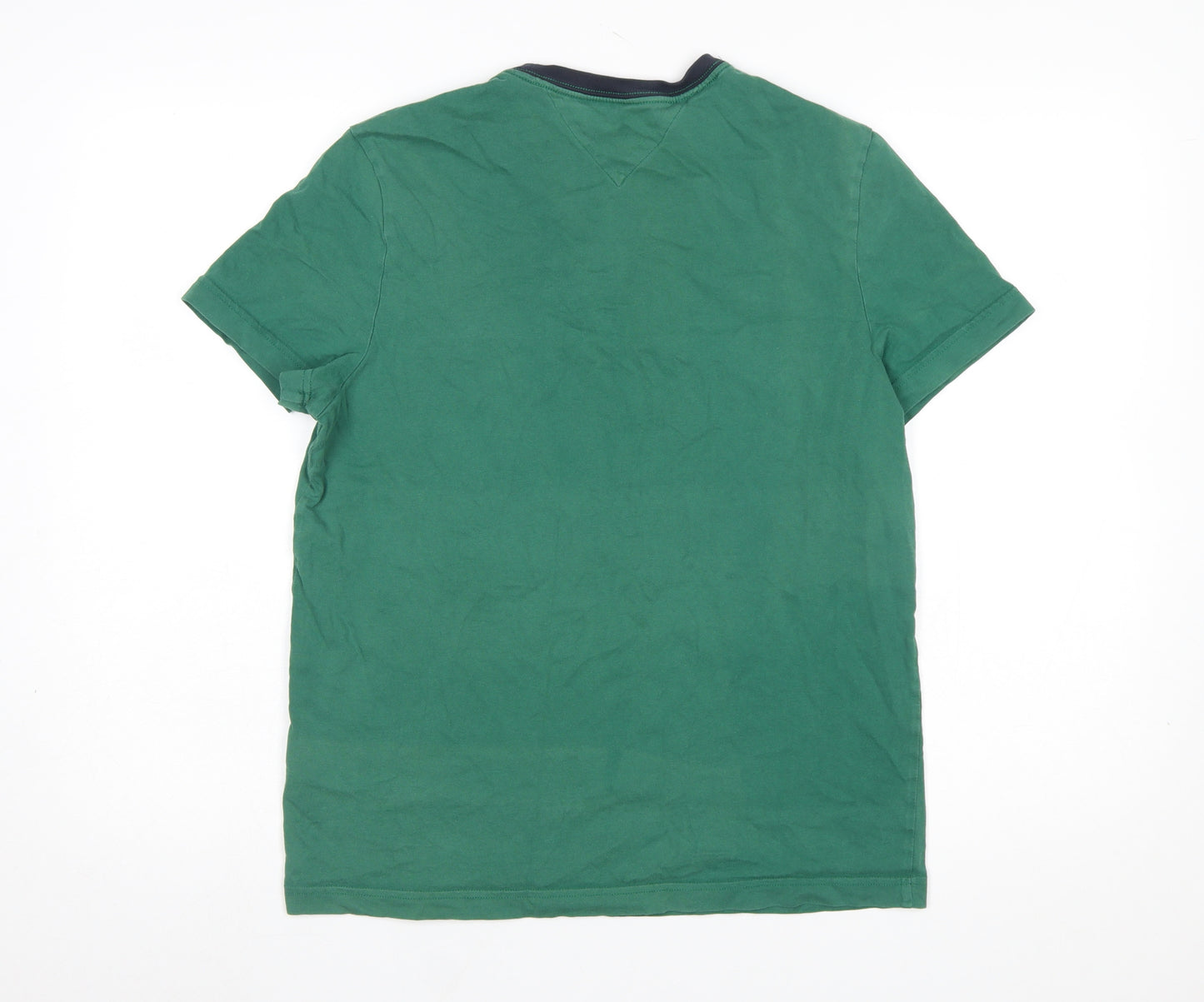 Tommy Hilfiger Men's Green Logo Crew Neck Cotton T-Shirt Size S