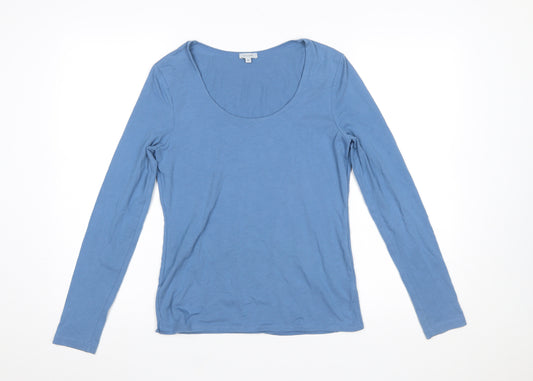 Jigsaw Women Blue Long Sleeve Cotton Stretch Basic T-Shirt M