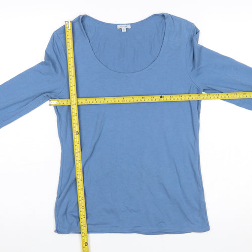 Jigsaw Women Blue Long Sleeve Cotton Stretch Basic T-Shirt M