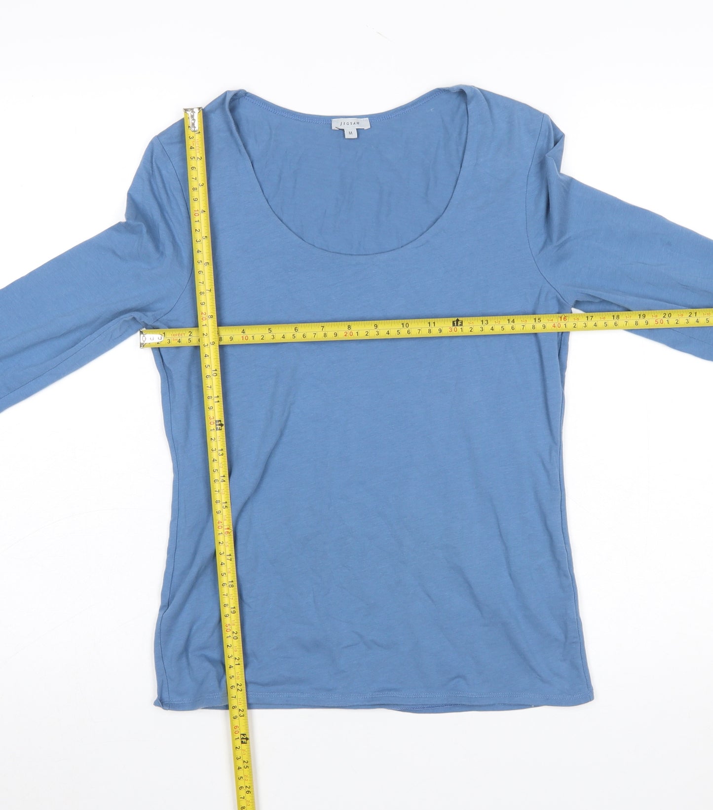 Jigsaw Women Blue Long Sleeve Cotton Stretch Basic T-Shirt M