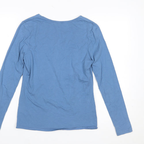 Jigsaw Women Blue Long Sleeve Cotton Stretch Basic T-Shirt M