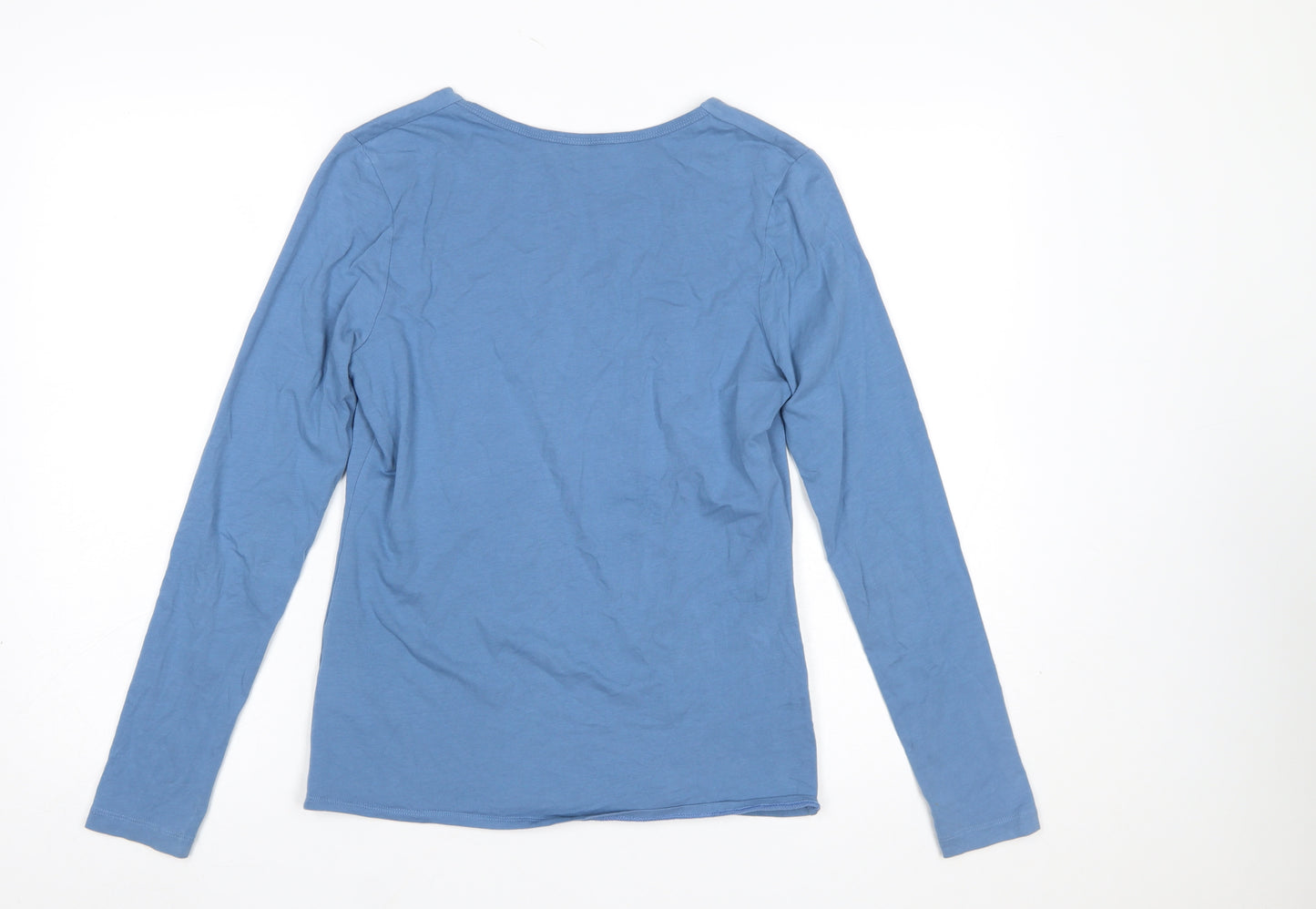 Jigsaw Women Blue Long Sleeve Cotton Stretch Basic T-Shirt M