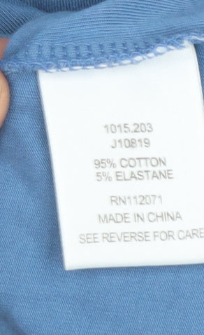 Jigsaw Women Blue Long Sleeve Cotton Stretch Basic T-Shirt M