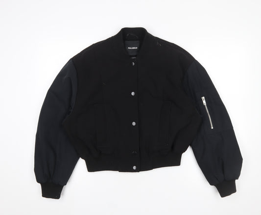 Pull&Bear Women's Black XS Varsity Bomber Jacket