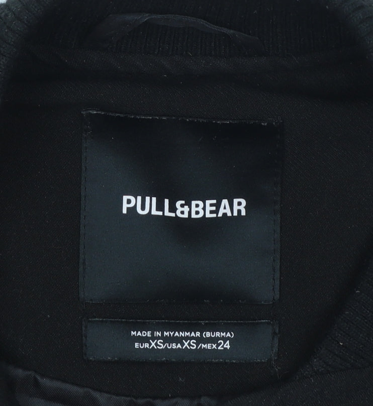Pull&Bear Women's Black XS Varsity Bomber Jacket
