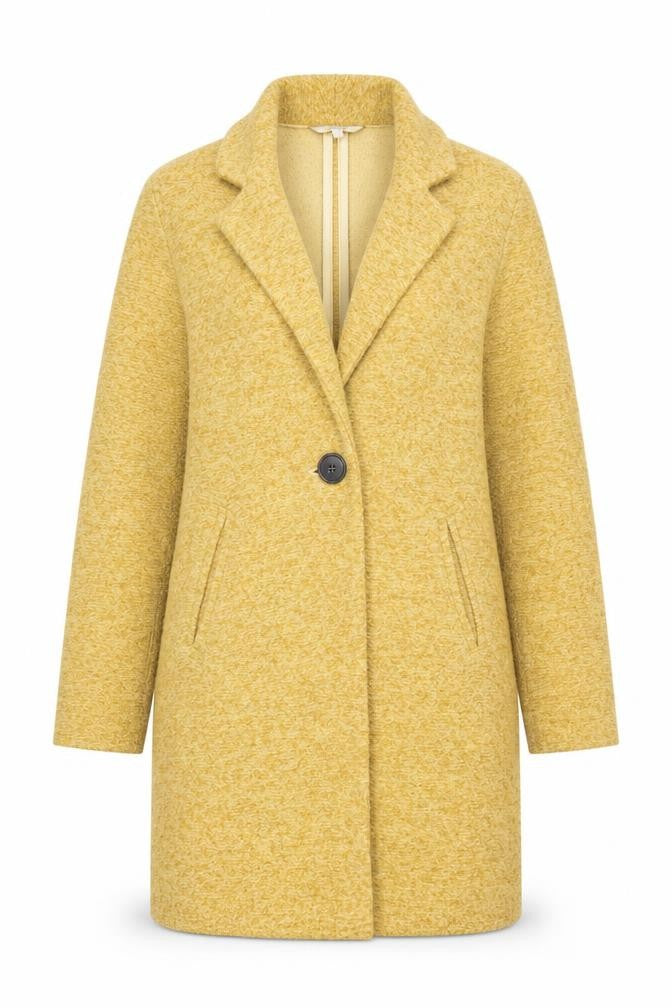 Front view of Next Women’s Yellow Mid-Length Polyester Overcoat, size UK 6