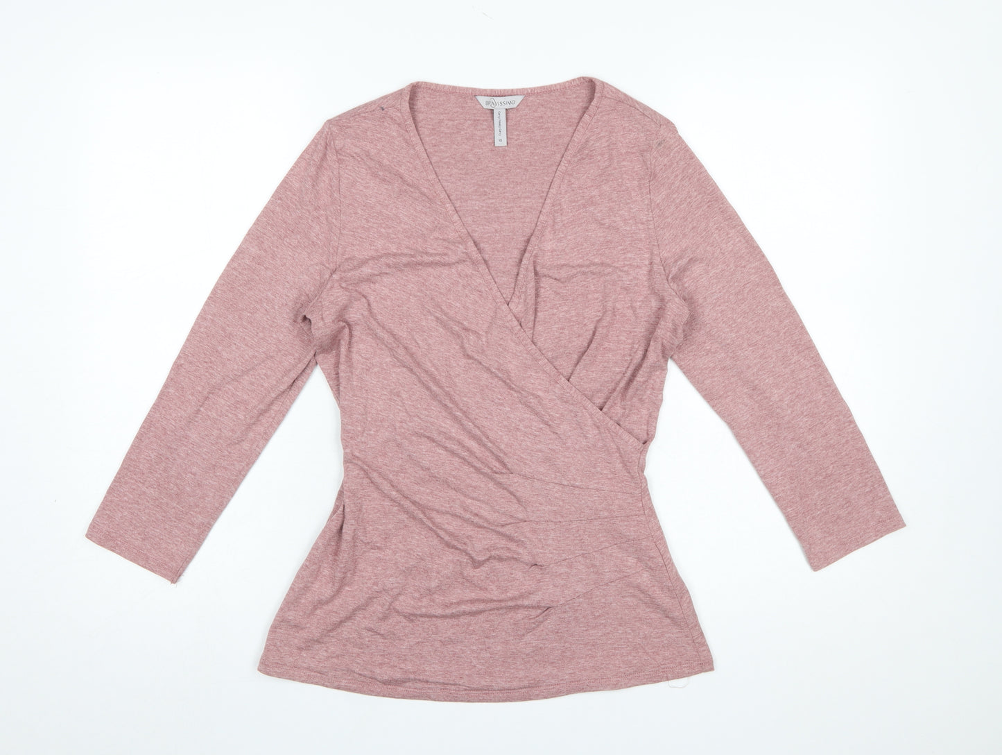 Bravissimo Women's Pink Wrap Jersey 3/4 Sleeve Blouse Size 10