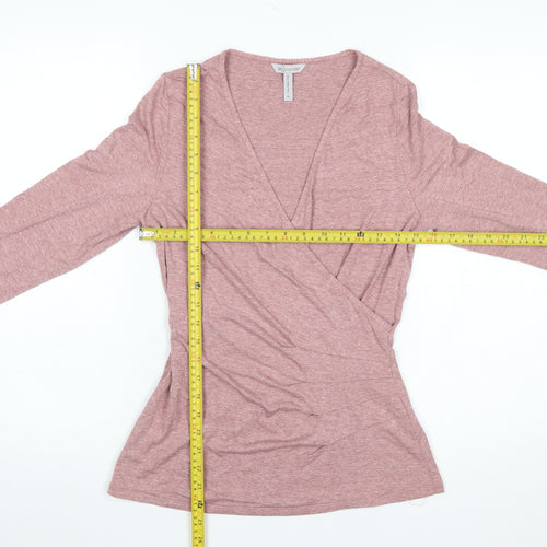Bravissimo Women's Pink Wrap Jersey 3/4 Sleeve Blouse Size 10