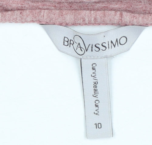 Bravissimo Women's Pink Wrap Jersey 3/4 Sleeve Blouse Size 10