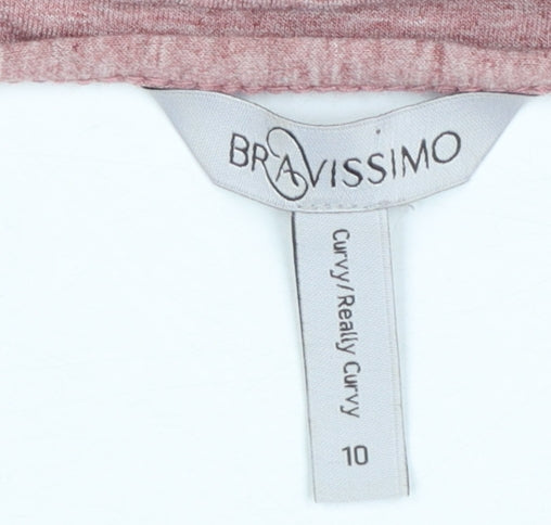 Bravissimo Women's Pink Wrap Jersey 3/4 Sleeve Blouse Size 10