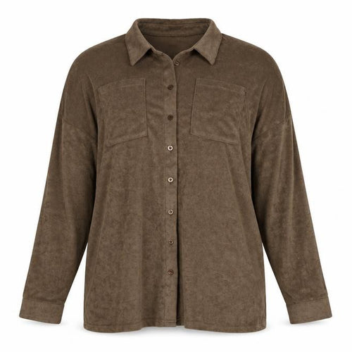 PrettyLittleThing Women’s Brown Size 14 Button-Up Fleece Shirt