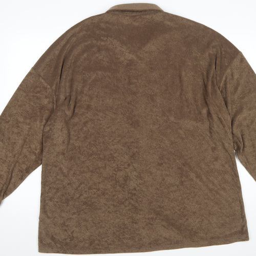 PrettyLittleThing Women’s Brown Size 14 Button-Up Fleece Shirt