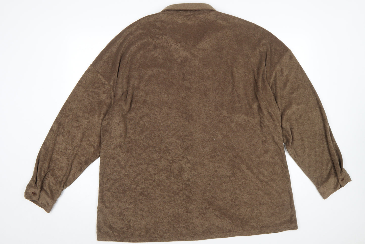 PrettyLittleThing Women’s Brown Size 14 Button-Up Fleece Shirt