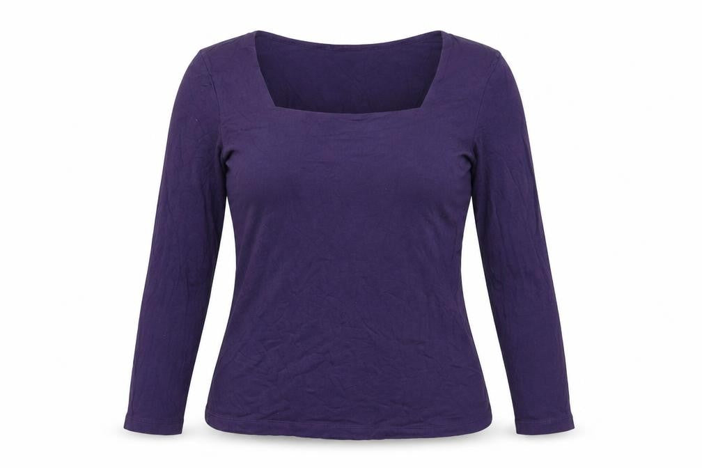 Front view of Artigiano Women's Purple Jersey Blouse, size 14