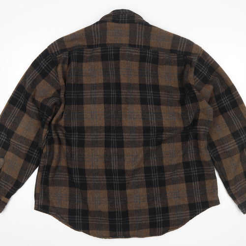 GAP Mens Brown Plaid Flannel Button-Up Long Sleeve Shirt XL