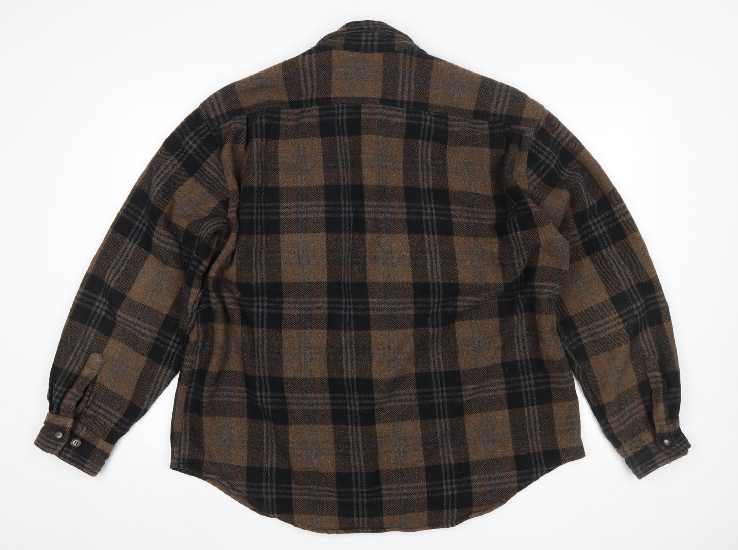 GAP Mens Brown Plaid Flannel Button-Up Long Sleeve Shirt XL
