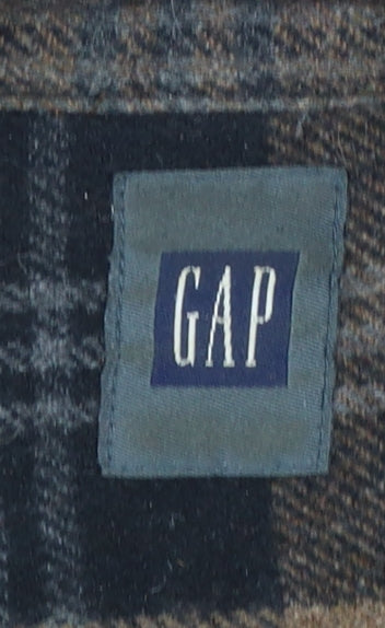 GAP Mens Brown Plaid Flannel Button-Up Long Sleeve Shirt XL
