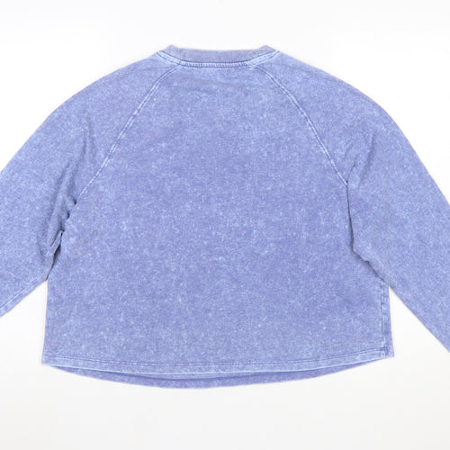 New Look Women’s Blue Long Sleeve Crew Neck Embroidered T-Shirt Size 14